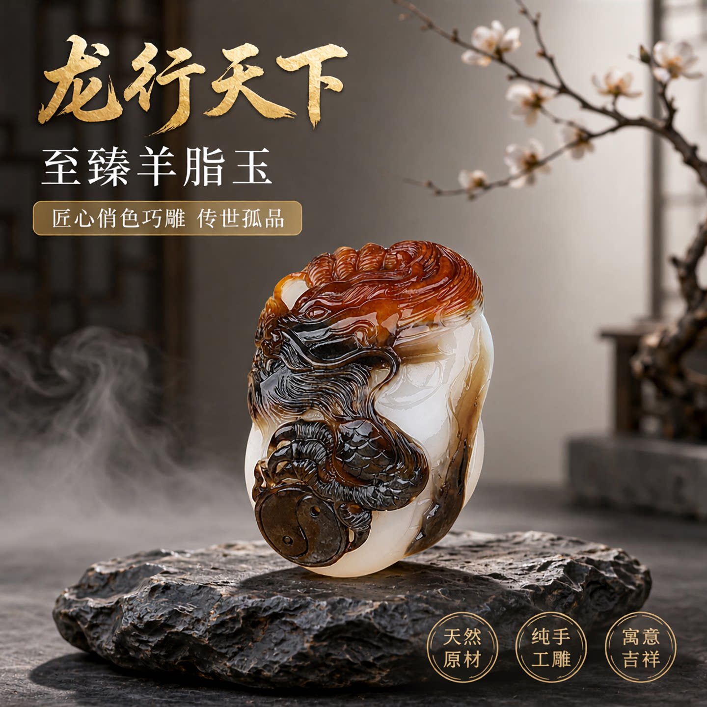 涵怡孤品大师工艺和田玉吊坠