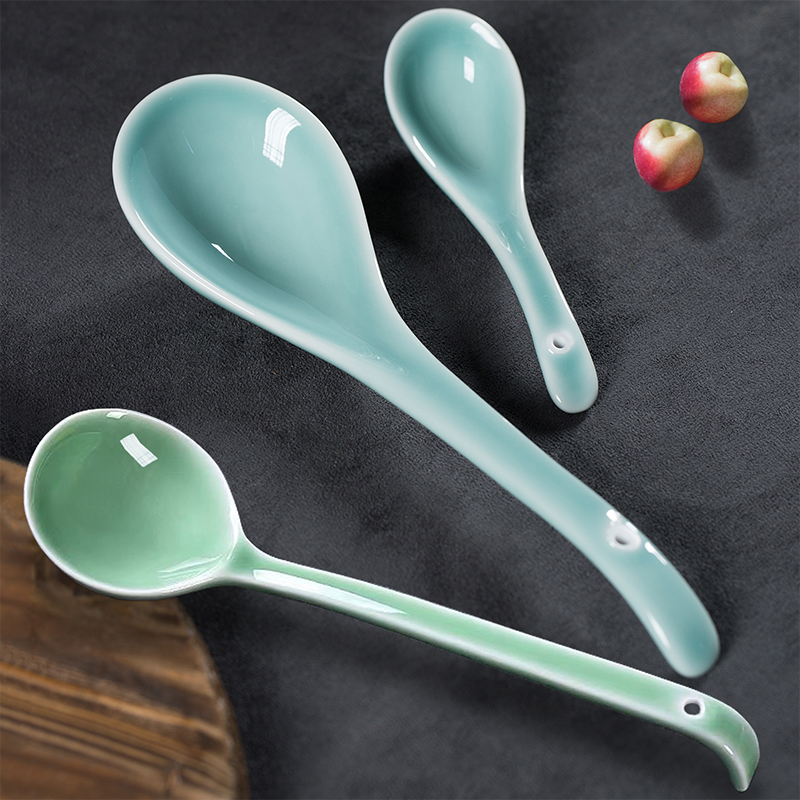 青瓷家用汤匙小勺子陶瓷调羹瓢羹