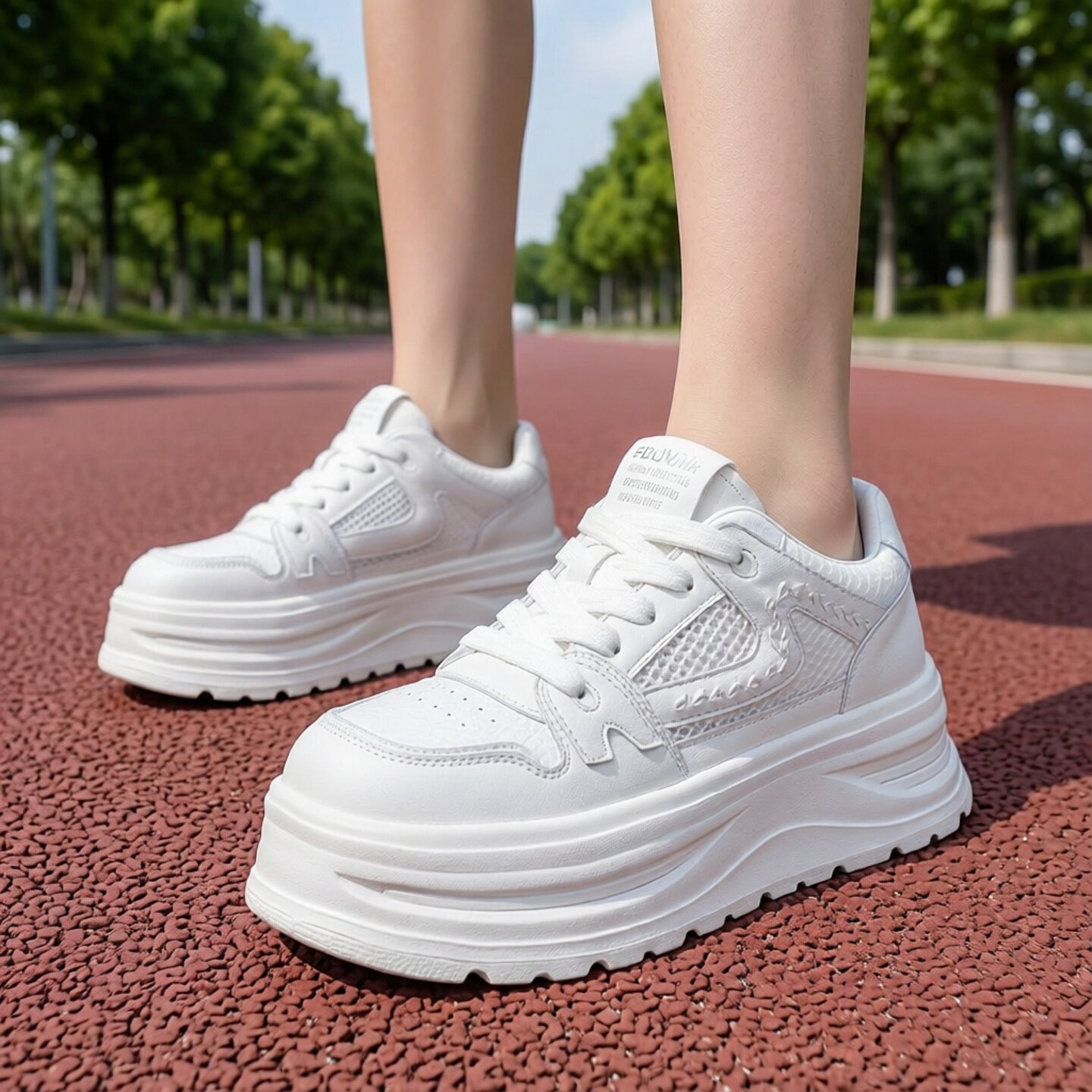 厚底小白鞋女2026新款网面透气内增高女鞋百搭休闲舒适板鞋运动鞋