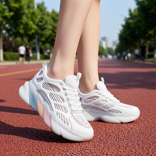 2026新款内增高老爹鞋女款小个子厚底8cm网面透气运动休闲小白鞋
