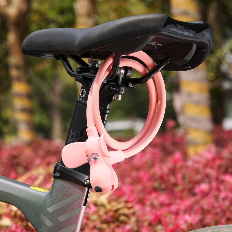 小狗自行车锁硅胶钢缆安全锁便携式防盗卡通造型儿童平衡车车xc84