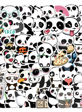 2024 50Pcs kawaii Cartoon Panda Graffiti Sticker For Laptop