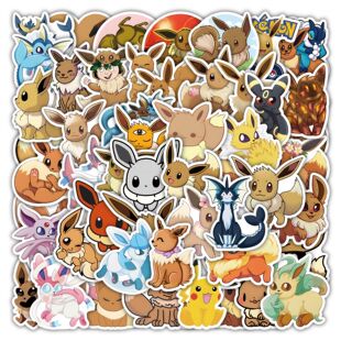 50pcs Kawaii Pokemon Anime Stickers Eevee Stickers Laptop