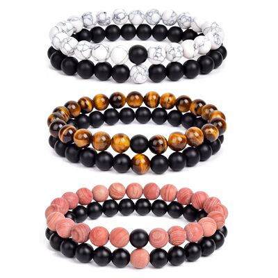 2pcs/Set Bracelet Couples Distance Black White Natural
