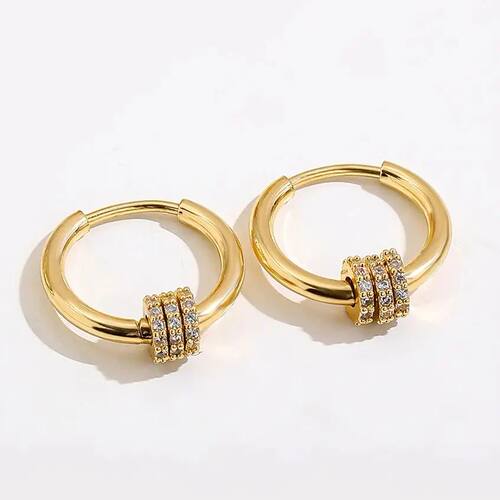 Trendy Small Round Gold Color Stainless Steel Huggies Hoop