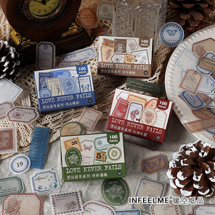 100pcs/lot Kawaii Scrapbook Stickers Vintage Bill