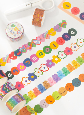 100 Pcs/Roll Hand Drawn Cartoon Color Washi Tape DIY