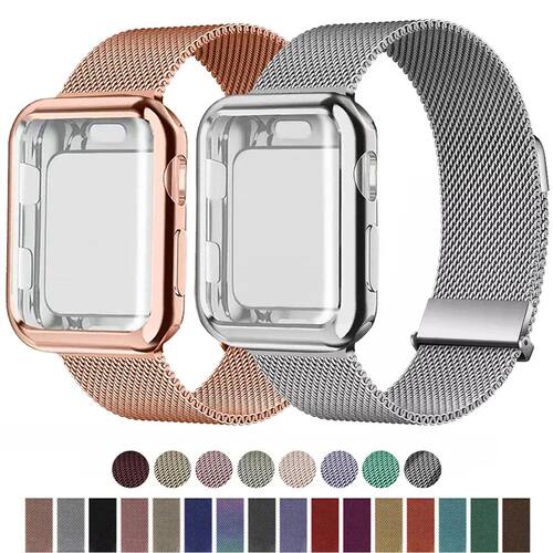 Milanese Loop+Case For Apple Watch Bands 45mm 44mm