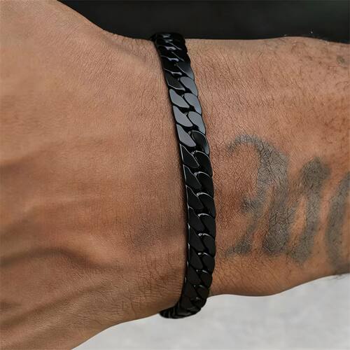 Flat Cuban Chain Bracelets for Men Boys,Adjustable