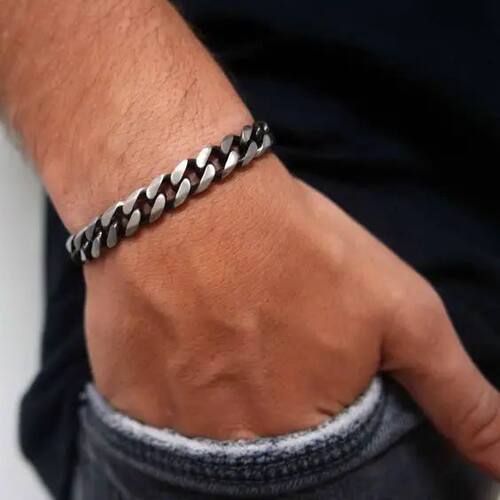 Chain Bracelets for Men,Antique Stainless Steel Curb Dome