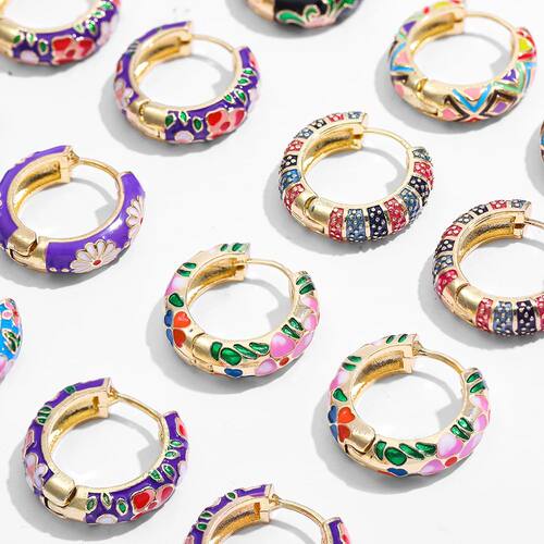 Enamel Flowers Cute Huggies Hoop Earrings for Women Classic