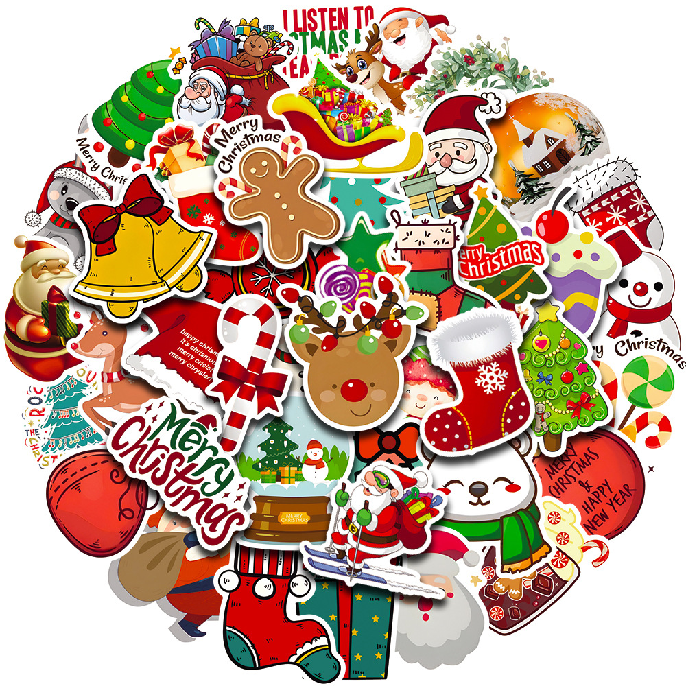 50pcs Kawaii Merry Christmas Graffiti Stickers DIY Bicycle