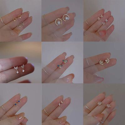 New Sterling Silver Small Stud Earrings Personality Charm