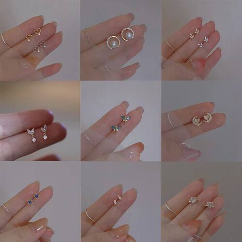 New Sterling Silver Small Stud Earrings Personality Charm
