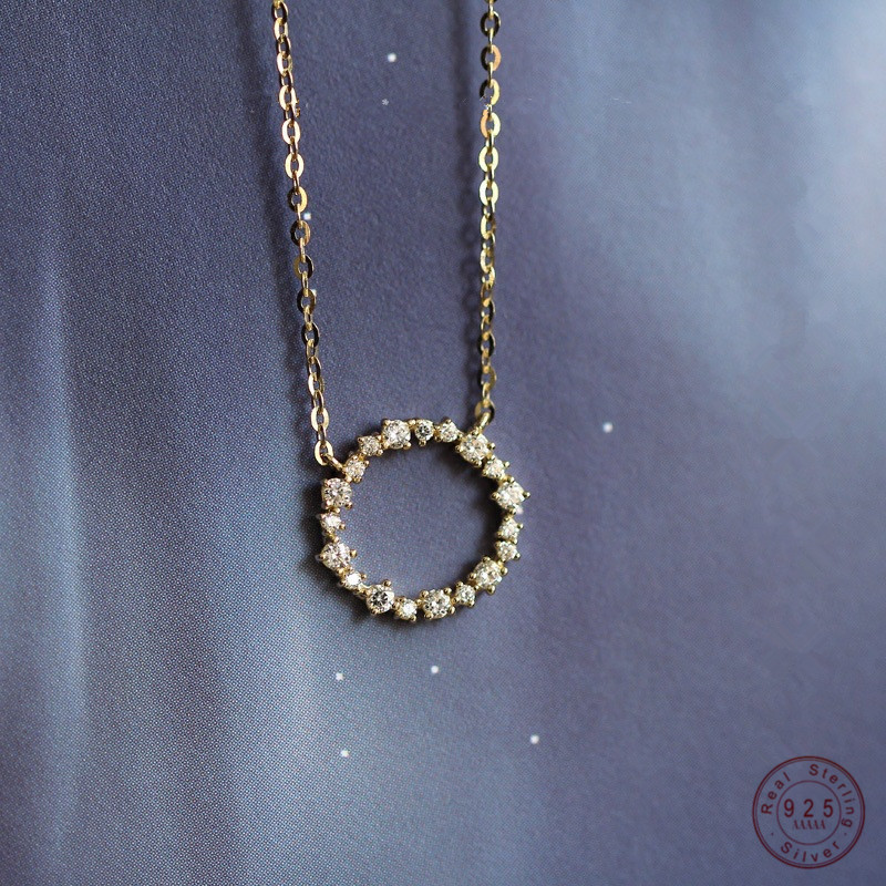 925 sterling silver 14k gold plating pavé crystal round