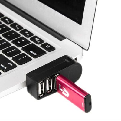 Rotatable 3 Ports Hub USB Mini Adapter Data Transfer For PC