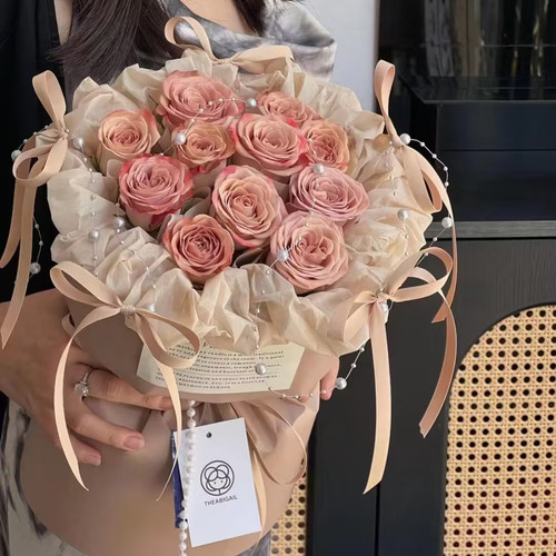 卡布奇诺花束咖色丝带