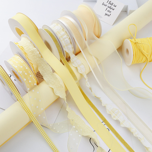 金黄色丝带礼品礼物包装彩带花束装饰绑带烘焙蛋糕盒缎带手工绸带