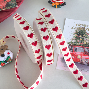 圣诞袜车挂丝带红色小爱心手工diy礼物礼盒装饰彩带圣诞节装饰带