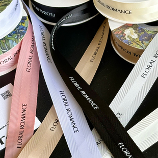 中平边罗鲜花丝带英文花艺彩带包装礼物礼品花束礼盒花店蛋糕缎带