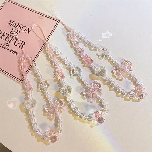Cellphone Lanyard Keychain Woman Girl Korean Pink Bear