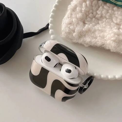 For airpods pro 2 earphone case black white curve gloss