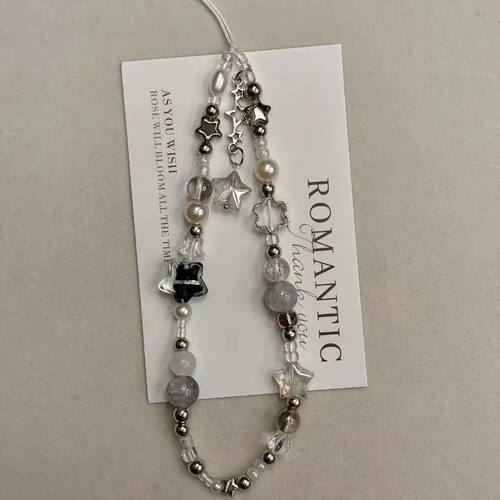 Star Phone Charm Strap Flower Bead Pendant Trendy Bracelet