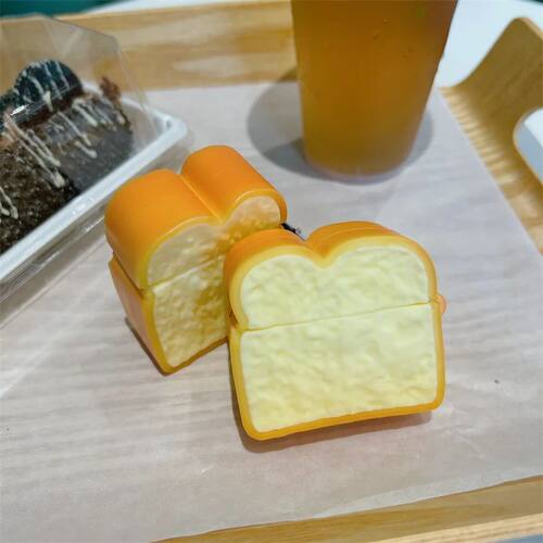 3D Bread Cartoon Cute Earphone Case for AirPods 4 Cover Wire
