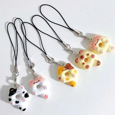 Cute Cartoon Cat Cookie Phone Charm Strap Soft Kawaii Kitty