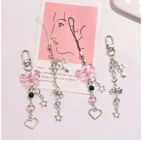Kawaii Cute Phone Strap Charm Bow Heart Star Keychain