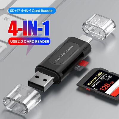 4 in 1 USB Type C Multifunction Card Reader SD TF Card