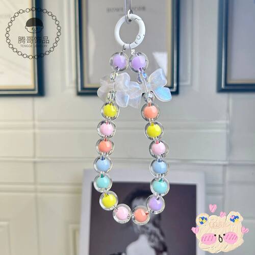 Little Fresh mermaid bow mobile phone chain Wrist strap