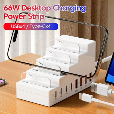 66W 4USB+4Type-C 8Ports Socket Bracket Charger For Phone