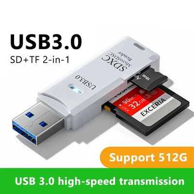 2-in-1 Multi Functional USB3.0/2.0 Card Reader Micro SD TF