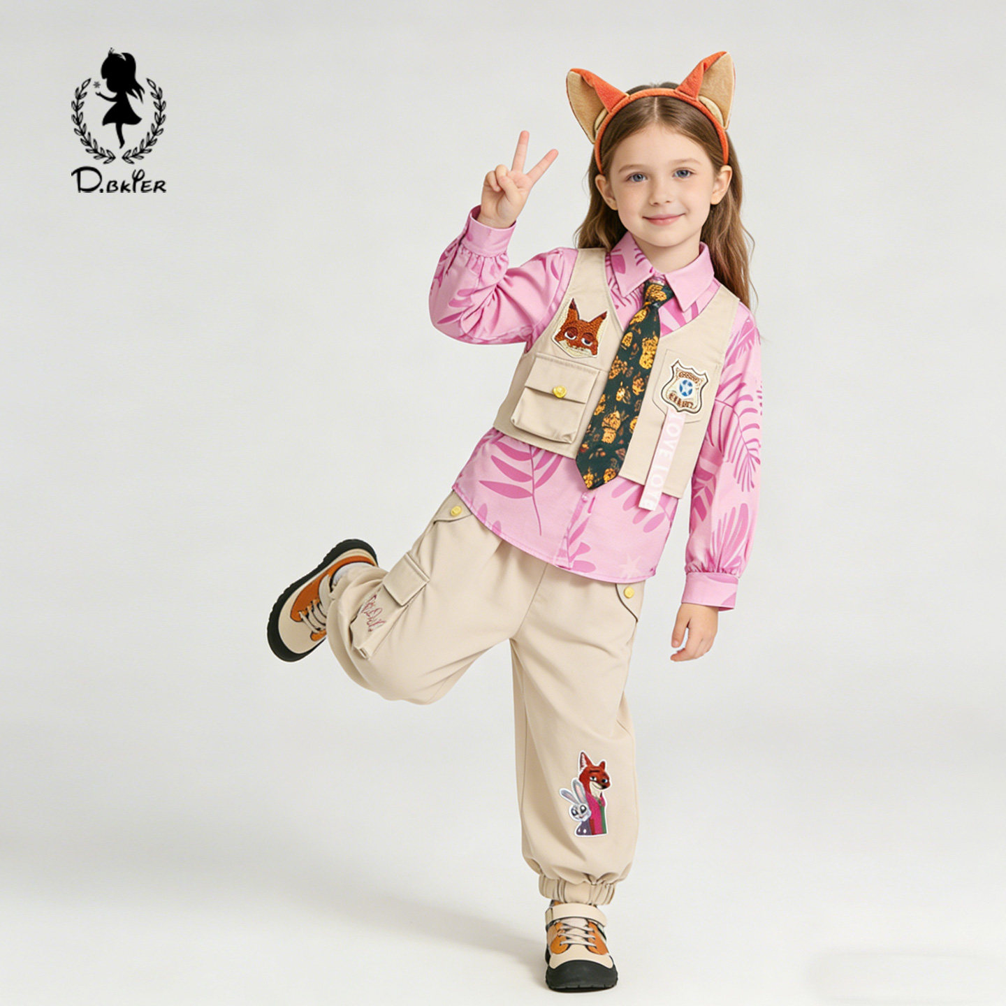 sesameclub女童春装尼克狐狸儿童衣服套装中大童女孩cos服装生日