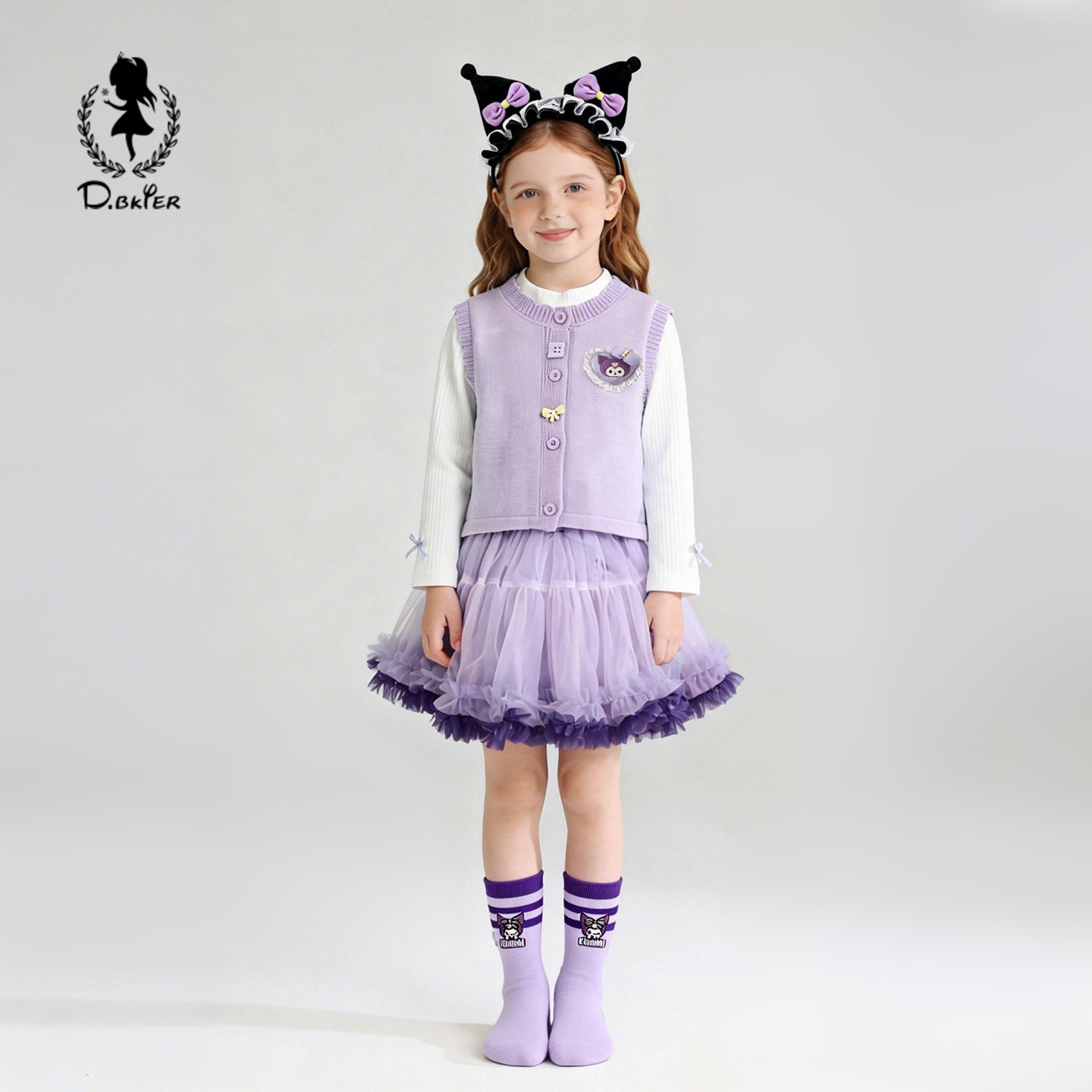 sesameclub女童春季库洛米衣服洋气时髦女孩tutu裙公主裙生日套装