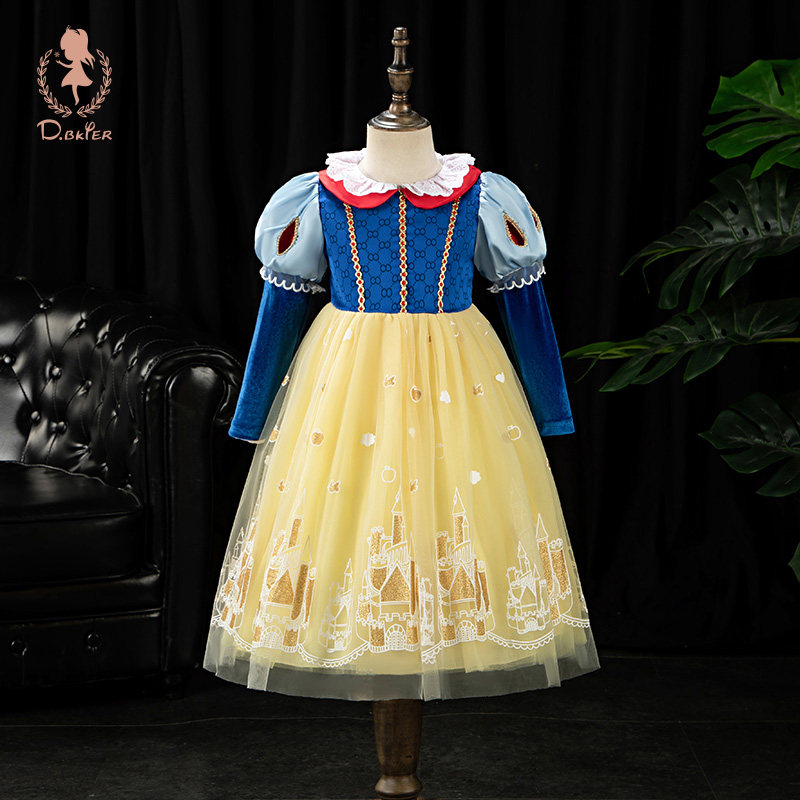 2026新款春季女童白雪公主裙正版长袖儿童生日礼服女宝宝连衣裙子