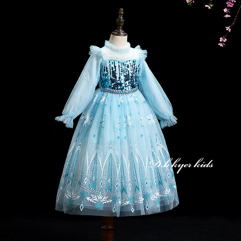 女童爱莎生日公主连衣裙