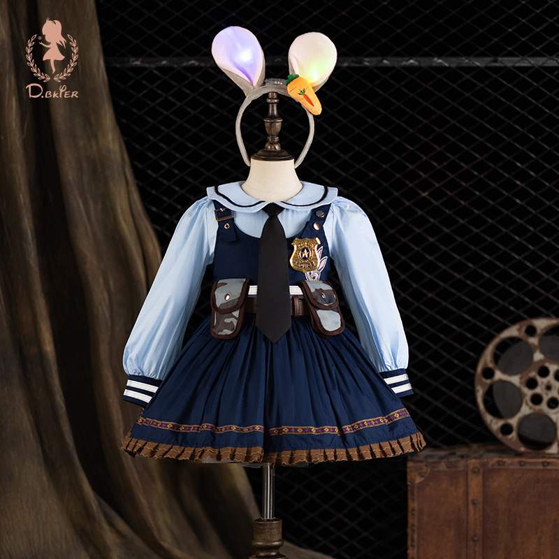 女童朱迪警官公主裙cos儿童衣服疯狂动物城洛丽塔兔子迪士尼春季