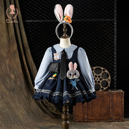 sesameclub女童朱迪兔子警官衣服