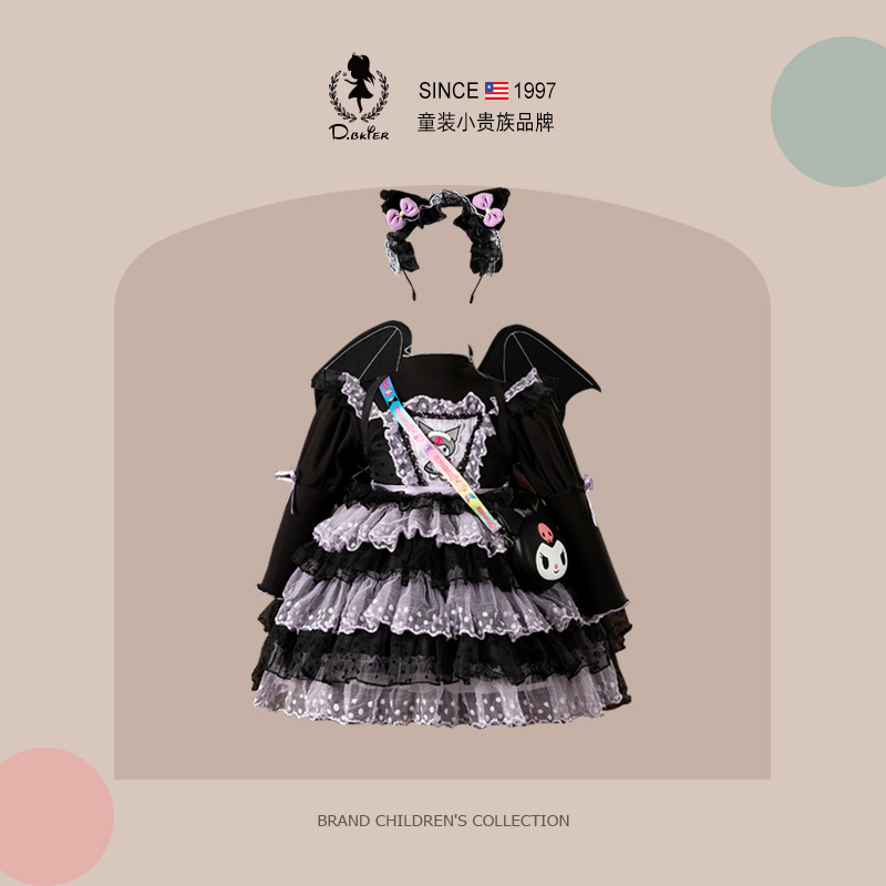 sesameclub女童库洛米公主裙衣服洛丽塔女孩生日套装蓬蓬蛋糕裙子