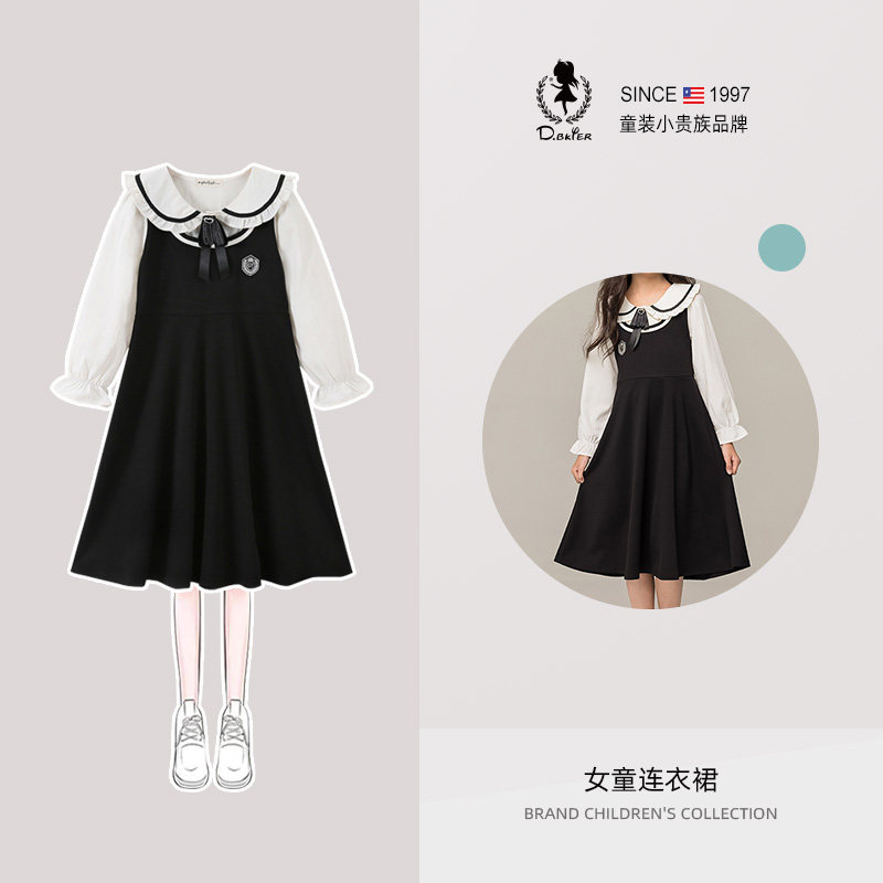 sesameclub女童学院风连衣裙