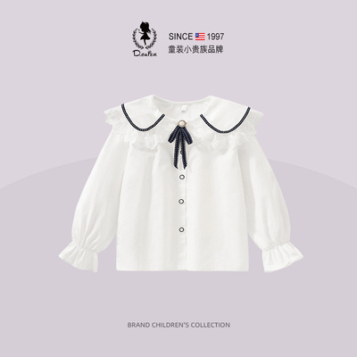 sesameclub女童白色衬衫儿童上衣