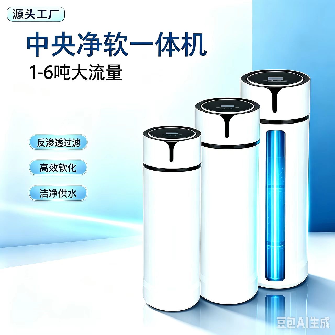 德尼斯中央软净一体机别墅全屋净水器 无盐软水机 阻垢器 除氯