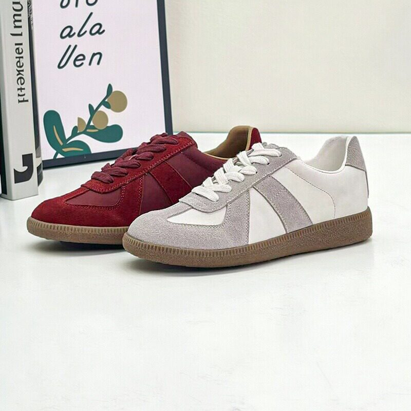 复古撞色德训鞋女真皮厚底系带休闲板鞋百搭运动鞋小白鞋平底轻便,女鞋,休闲板鞋,淘宝优惠券,粉丝福利购,淘宝优惠卷