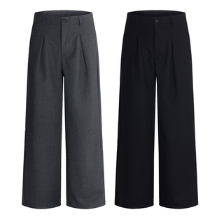 秋冬老钱风毛呢A字型西裤 LOGO 男阔腿垂感宽松休闲通勤长裤