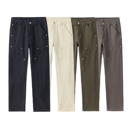 "NO LOGO" 美式复古直筒伐木裤工装裤做旧水洗简约长裤cleanfit风