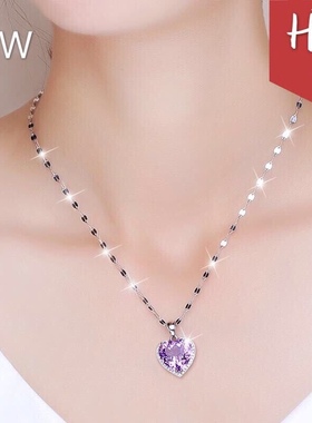 s999纯银项链女爱心吊坠简约锁骨链千足银时尚送女朋友闺蜜礼物饰