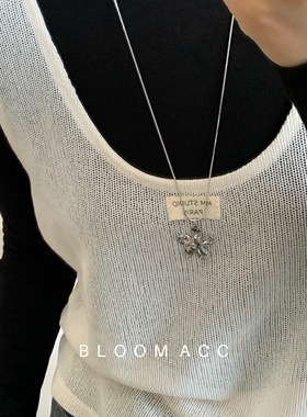 韩版抽拉花朵项链新款ins风潮女简约小众时尚长款毛衣链蛇骨链