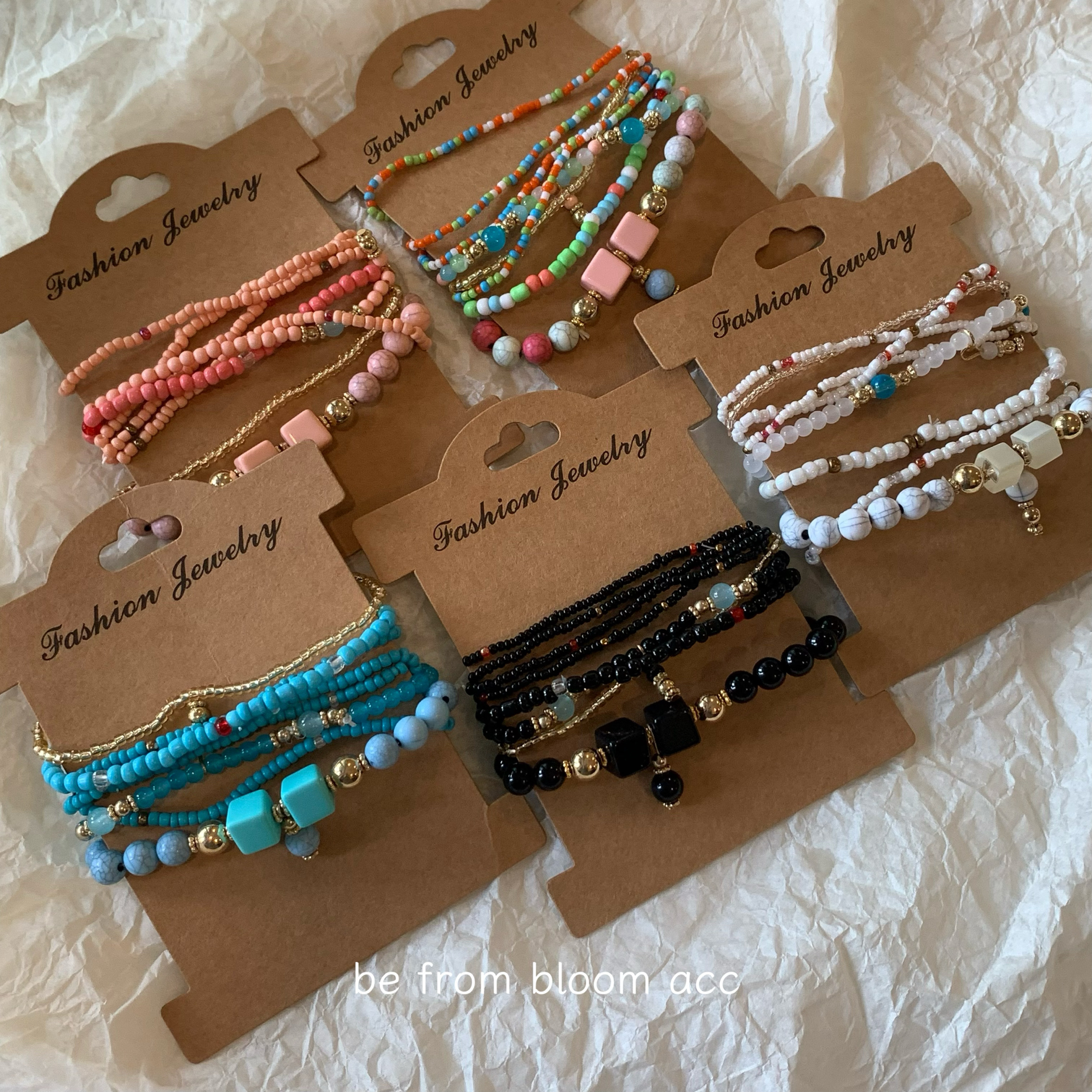 八条套装组合民族风波西米亚小米珠松石串珠弹力手链叠戴手串